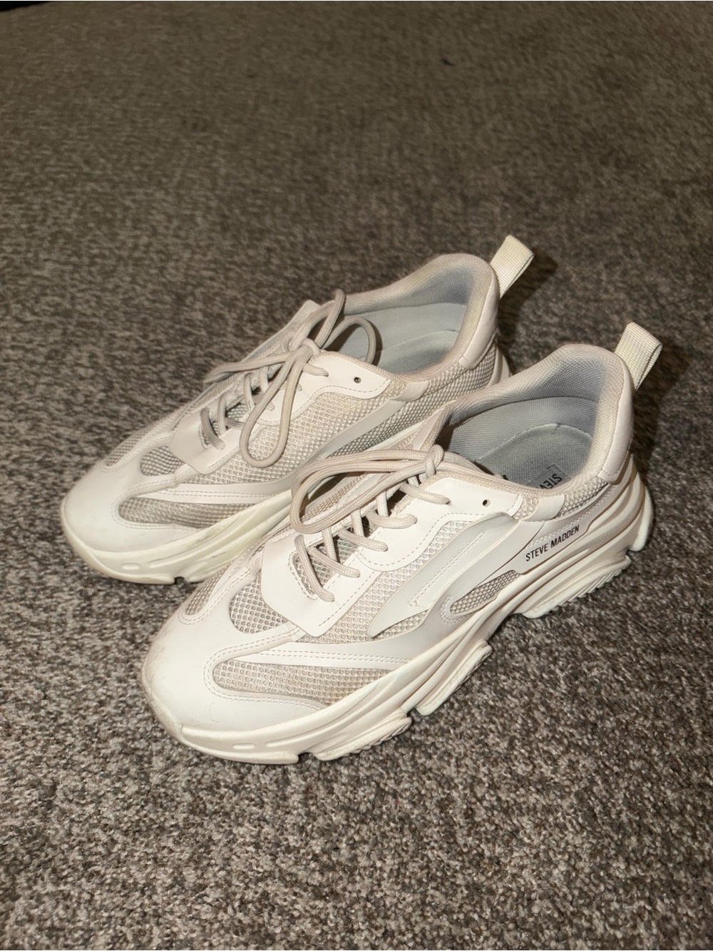 Steve Madden Cream/White Chunky Platform Sneakers